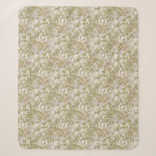 Cobertor Sherpa Jardim de Lírio Dourado Flor Clássica William Morr