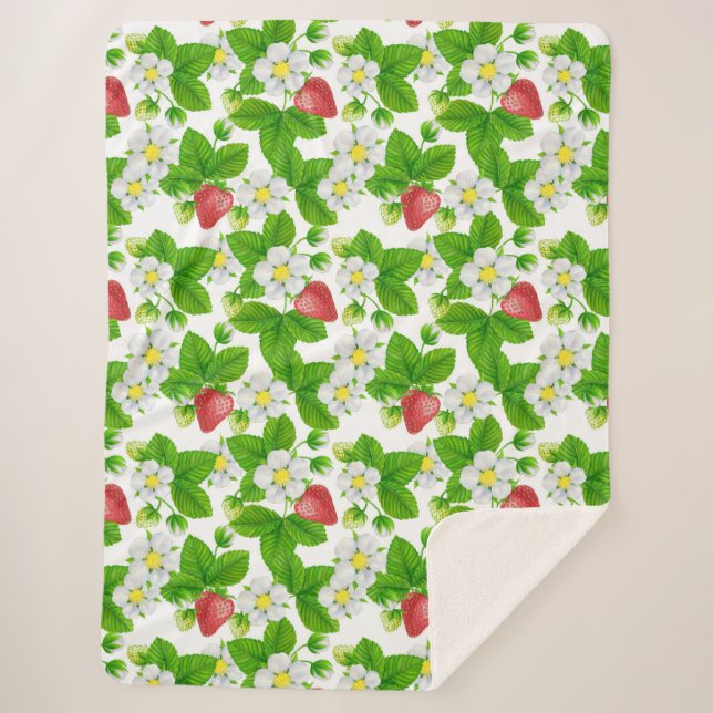 Cobertor Sherpa Jardim de morango (Frente)