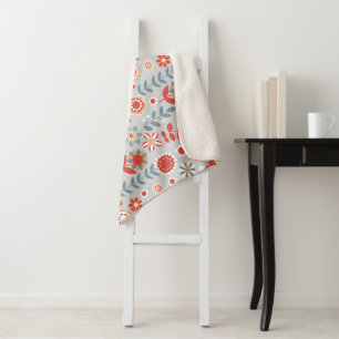 Cobertor Sherpa Jardim Floral Retro