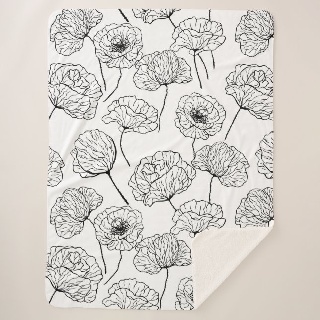 Cobertor Sherpa Jardim Poppy (Frente)