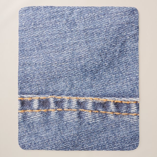 Cobertor Sherpa Jeans azuis costuram textura fechada.  (Frente)