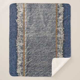 Cobertor Sherpa Jeans Azuis Denim: Patch Duplo Casual