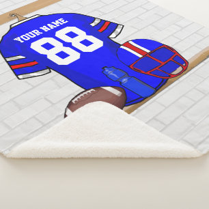 Cobertor Sherpa Jérsei Vermelho Branco Azul Personalizado