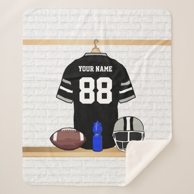 Cobertor Sherpa Jersey de Cinzas Negra e Silver Personalizadas (Frente)