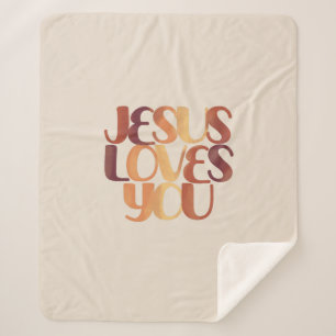 Cobertor Sherpa Jesus Ama o Design de Tipografia Cristã