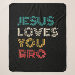Cobertor Sherpa Jesus Te Ama Irmão, Faith Cristã Engraçado Retro