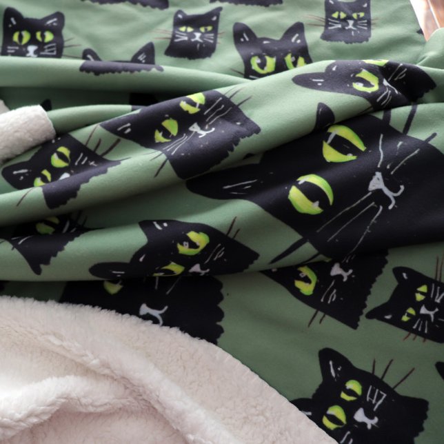 Cobertor Sherpa Jetterson Black Cat Eyes Fall (Criador carregado)