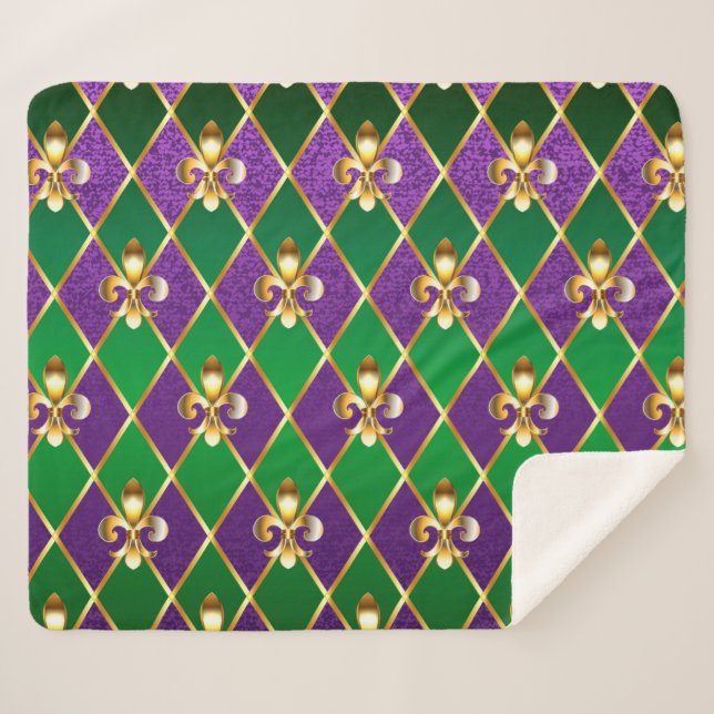 Cobertor Sherpa Jewelry Background Mardi Gras (Frente (Horizontal))