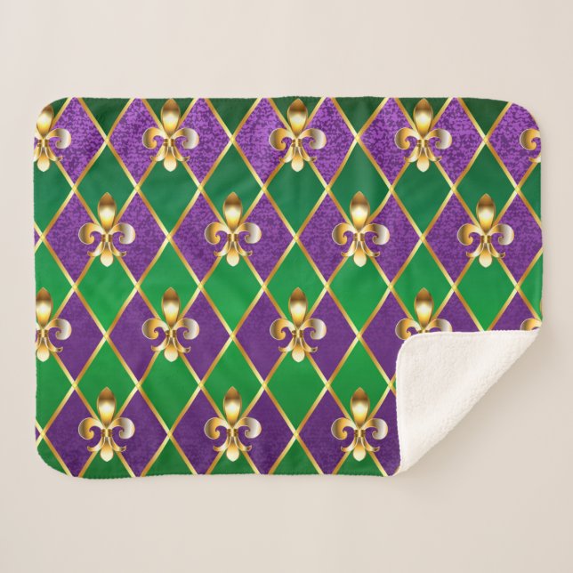 Cobertor Sherpa Jewelry Background Mardi Gras (Frente (Horizontal))