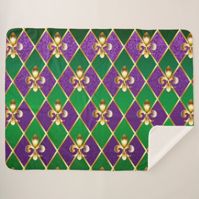 Cobertor Sherpa Jewelry Background Mardi Gras (Frente (Horizontal))