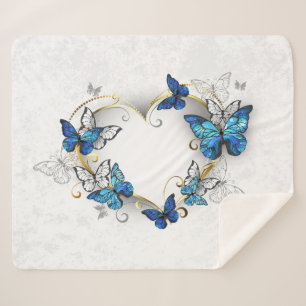Cobertor Sherpa Jewelry Heart with Butterflies Morpho