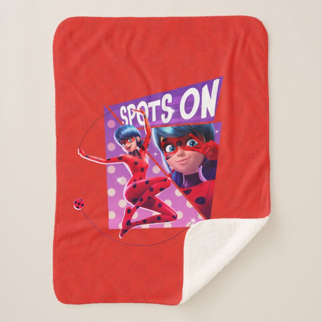 Cobertor Sherpa Joaninha | Pontos No Gráfico Roxo (Frente)