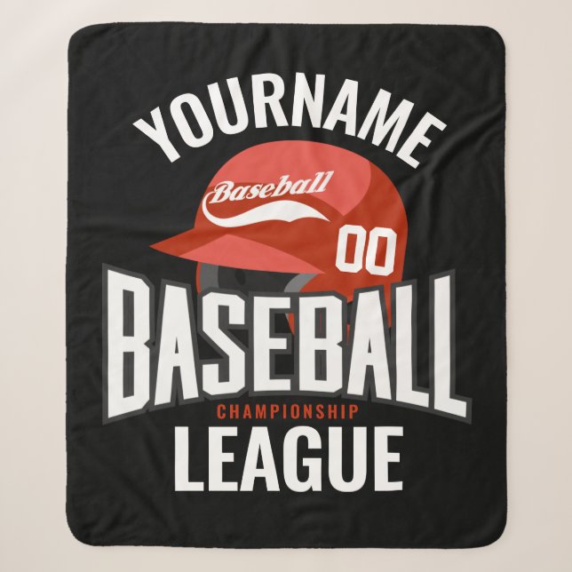 Cobertor Sherpa Jogador de Beisebol Personalizado NOME Equipe Camp (Frente)