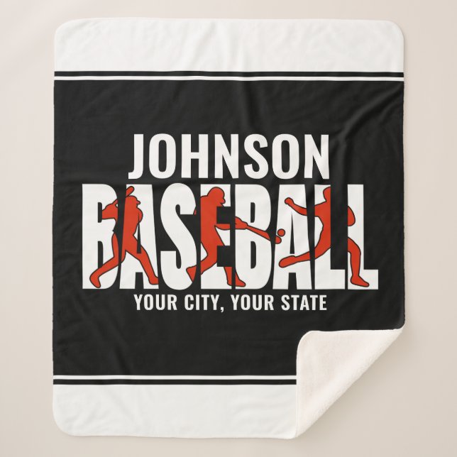 Cobertor Sherpa Jogador de Jogo de NOMES ADD da Equipe de Baseball (Frente)