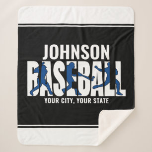 Cobertor Sherpa Jogador de Jogo de NOMES ADD da Equipe de Baseball