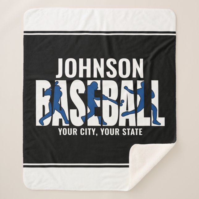 Cobertor Sherpa Jogador de Jogo de NOMES ADD da Equipe de Baseball (Frente)