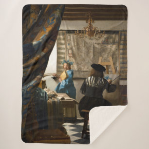 Cobertor Sherpa Johannes Vermeer - A Alegoria da Pintura