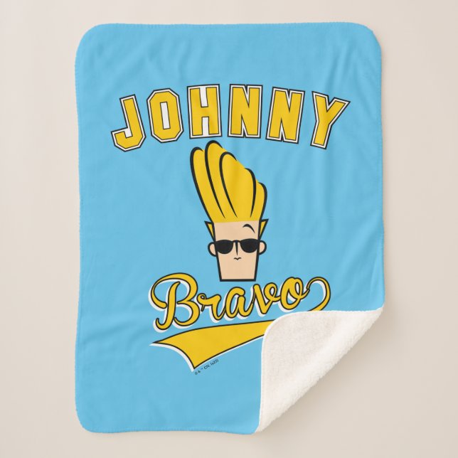 Cobertor Sherpa Johnny Bravo Collegiate Graphic (Frente)