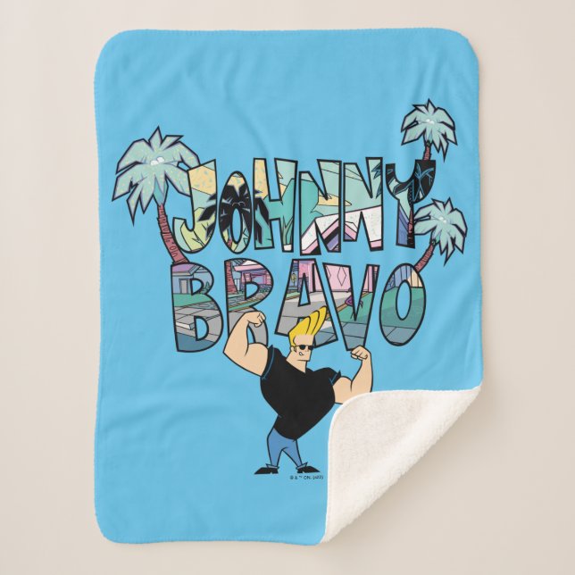 Cobertor Sherpa Johnny Bravo Palm Tree Name (Frente)
