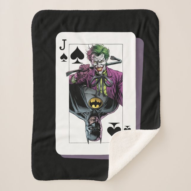 Cobertor Sherpa Joker and Batman Spade Playing Card Illustration (Frente)