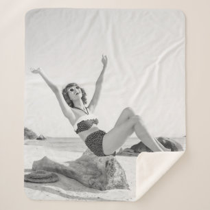 Cobertor Sherpa Jovens atrativas em biquíni na beachvinta