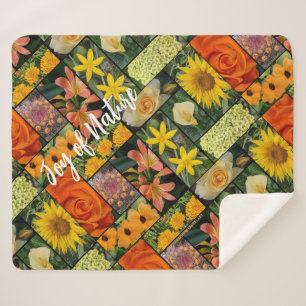 Cobertor Sherpa Joy of Nature Orange Yellow Flowers