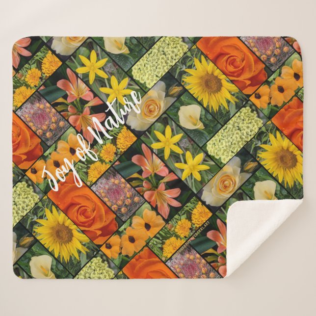 Cobertor Sherpa Joy of Nature Orange Yellow Flowers (Frente (Horizontal))