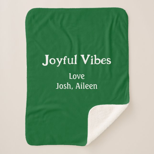 Cobertor Sherpa Joyful Vibes green Christmas holidays love family (Frente)