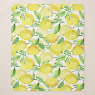 Cobertor Sherpa Juicy Watercolor: Pintura a limão vibrante