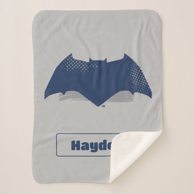 Cobertor Sherpa Justice League | Brush & Halftone Batman Symbol (Frente)