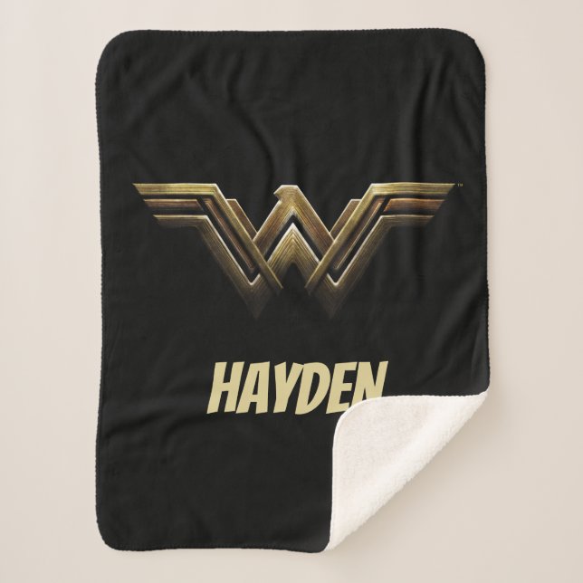 Cobertor Sherpa Justice League | Metallic Wonder Woman Symbol (Frente)