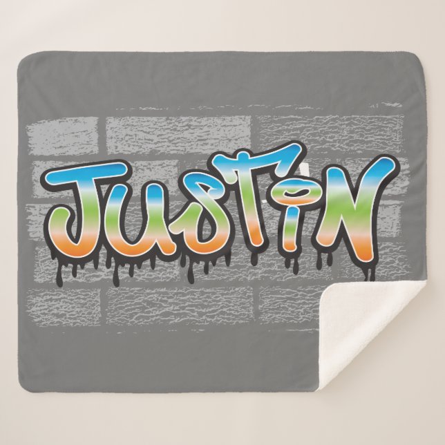 Cobertor Sherpa Justin Seu Nome Logotipo Brick Wall Paint (Frente (Horizontal))
