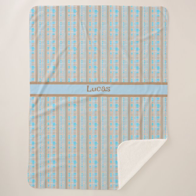 Cobertor Sherpa Karomuster blau braun grau (Frente)