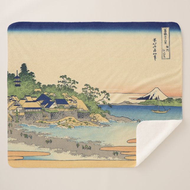 Cobertor Sherpa Katsushika Hokusai Enoshima na província de Sagami (Frente (Horizontal))