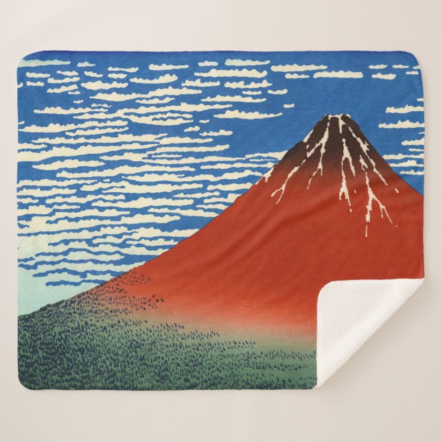Cobertor Sherpa Katsushika Hokusai - Vento fino, Bom dia (Frente (Horizontal))