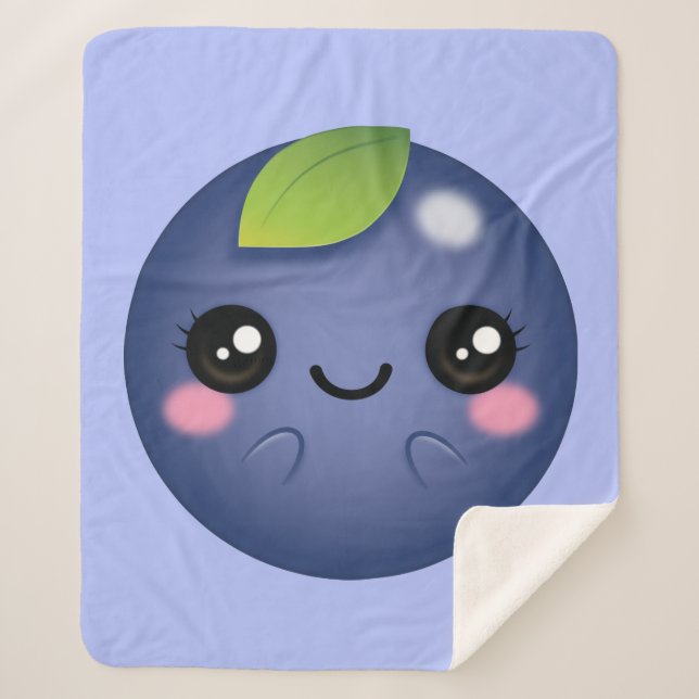 Cobertor Sherpa Kawaii Blueberry (Frente)