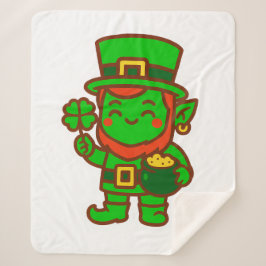 Cobertor Sherpa Kawaii Lucky Leprechaun