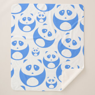 Cobertor Sherpa Kawaii Panda Baby Blue and WhitePattern