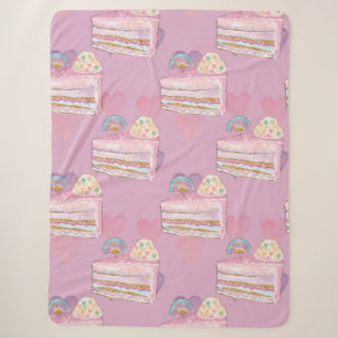Cobertor Sherpa Kawaii Rainbow Cake Patterno - Púrpura Pastel