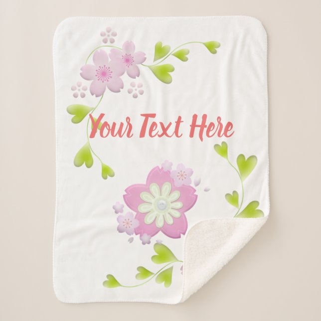 Cobertor Sherpa Kawaii Style Sakura Cherry Tree Blossom (Frente)