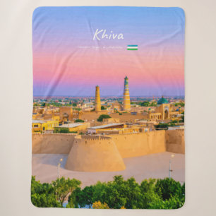 Cobertor Sherpa Khiva, Uzbequistão - Silhueta de Fortaleza Antiga