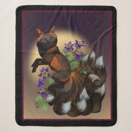 Cobertor Sherpa Kitsune e Flores Columbine