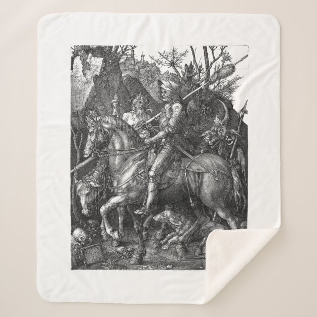Cobertor Sherpa  Knight Death Devil Albrecht Durer engraving art p (Frente)