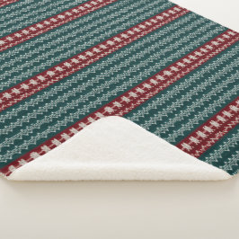 Cobertor Sherpa Knit Falso de Natal Vermelho Branco Verde Tradicio