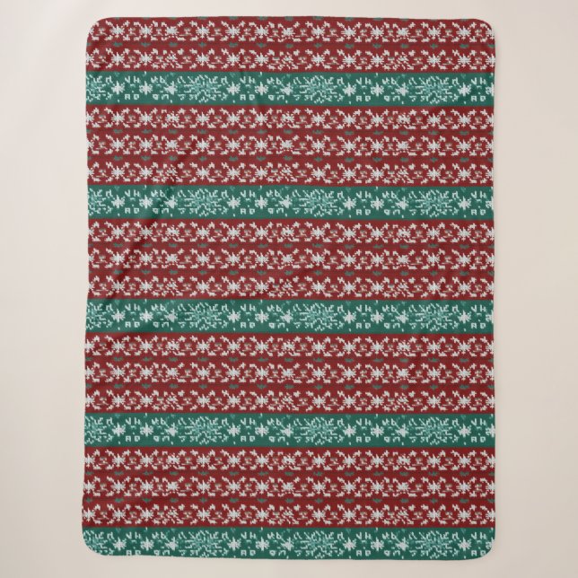 Cobertor Sherpa Knit Tradicional de Suéter de Natal Feio 18 (Frente)