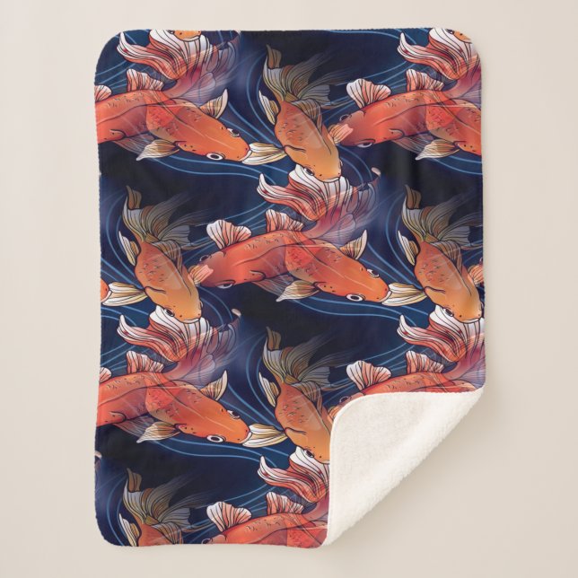 Cobertor Sherpa Koi Fish Japonês (Frente)