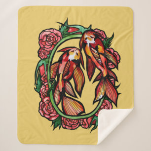 Cobertor Sherpa Koi Pond Fish Art Japonês Koi Ponds