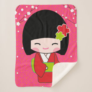Cobertor Sherpa Kokeshi Doll sherpa baby Blanket