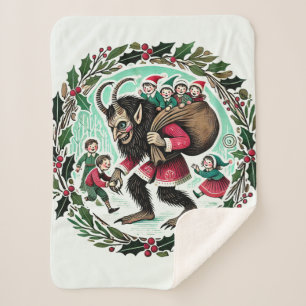 Cobertor Sherpa Krampus Christmas