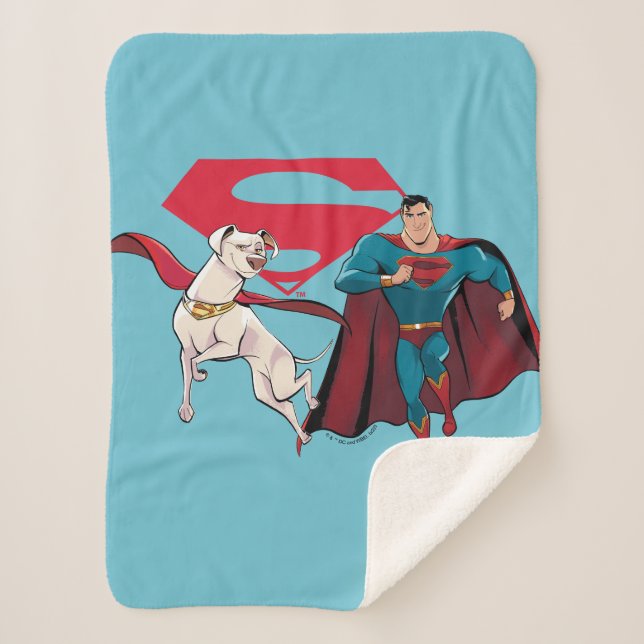 Cobertor Sherpa Krypto e Superman (Frente)